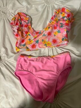 Cat & Jack Pink Floral Ruffle Two-Piece Swim Set
